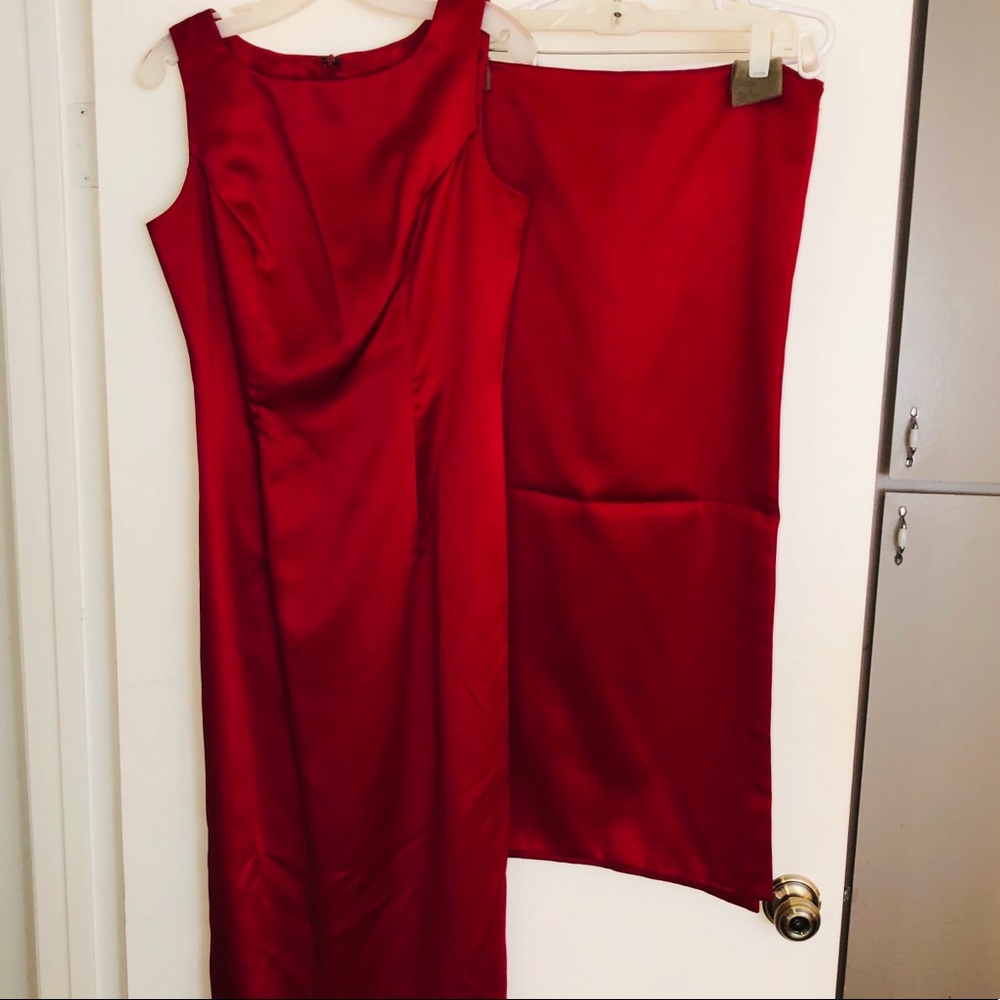 Burgundy red bridesmaid/formal dress w/ shawl